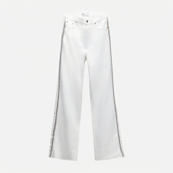 NEW! Zara High Waisted 90s Premium Cowboy Straight Leg White Jeans Denim - Sz 2 - Picture 5 of 16